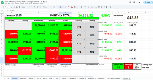 Day Trading PnL Calendar with Payslips